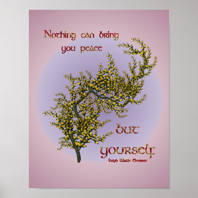 Póster Flores dentro da Cotação Inspiracional Paz (Frente)