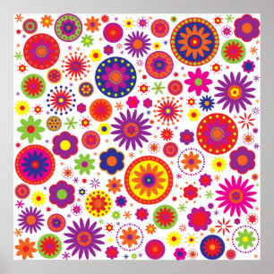 Poster Flores do arco-íris do hippy