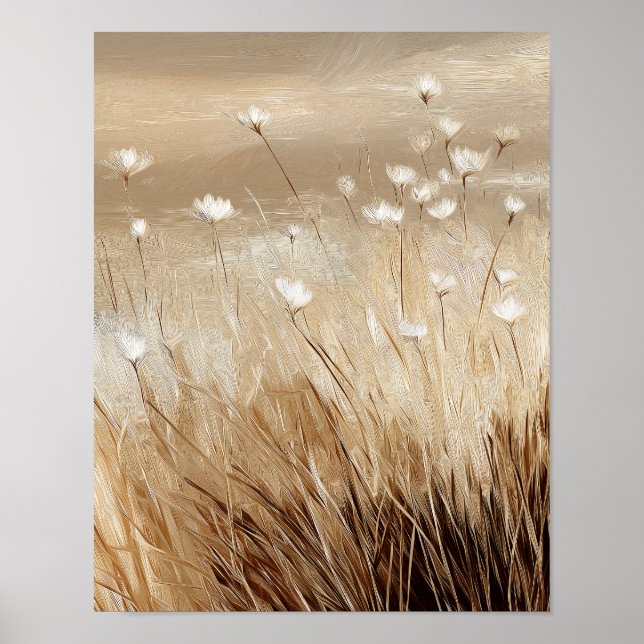 Poster Flores do Campo Dourado #4 – Flor Silvestre Neutra (Frente)