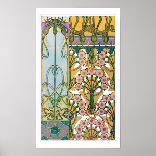 Poster Flores do Estilo Art Nouveau, Mucha