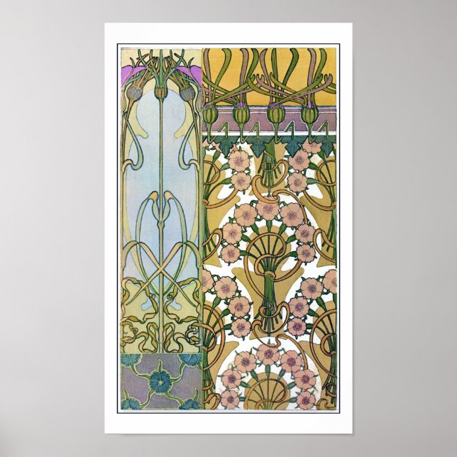 Poster Flores do Estilo Art Nouveau, Mucha (Frente)
