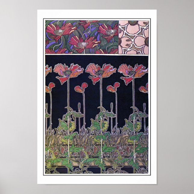 Poster Flores do Estilo Art Nouveau, Mucha (Frente)