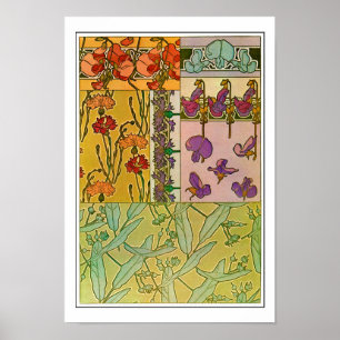 Poster Flores do Estilo Art Nouveau, Mucha