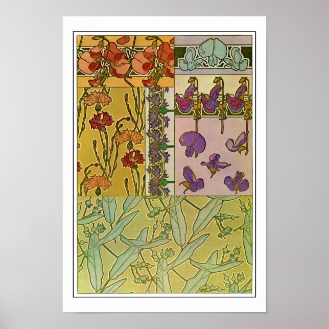 Poster Flores do Estilo Art Nouveau, Mucha (Frente)