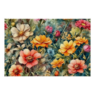 Póster Flores do Jardim de Verão florescentes
