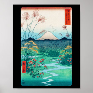 Poster Flores do outono e Monte Fuji, Hiroshige, Ukiyo-e