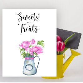 Poster Flores, doces e tratamentos de chá de fraldas