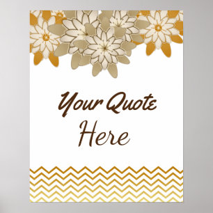 Póster Flores Douradas De Vintage De Casamento Personaliz