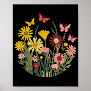 Poster Flores e borboletas