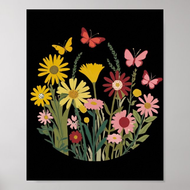 Poster Flores e borboletas (Frente)