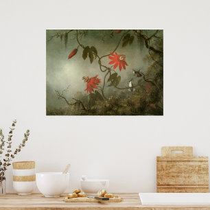 Poster Flores e colibris da paixão por Martin J Heade