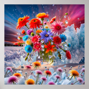 Poster Flores e cristais de gelo