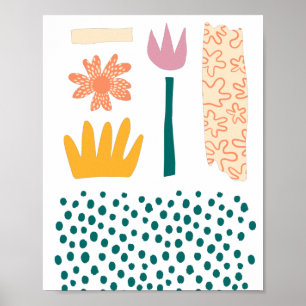 Poster Flores e Folhas abstrato