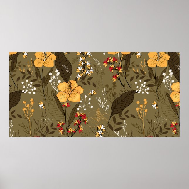 Poster Flores e folhas tropicais, sem costura (Frente)