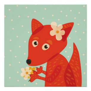 Póster Flores e Fox bonito
