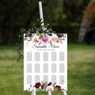Poster Flores e Frutas em Aquarela Burgundy Moderna