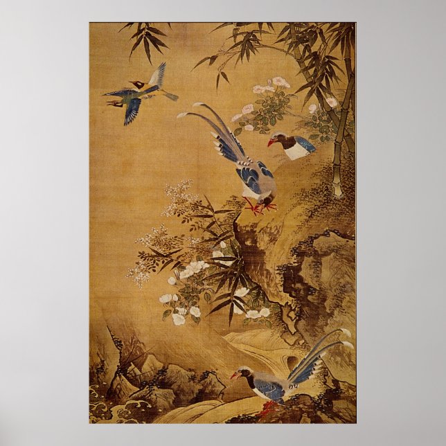 Póster Flores e Pássaro por Hsiao Yung (Frente)