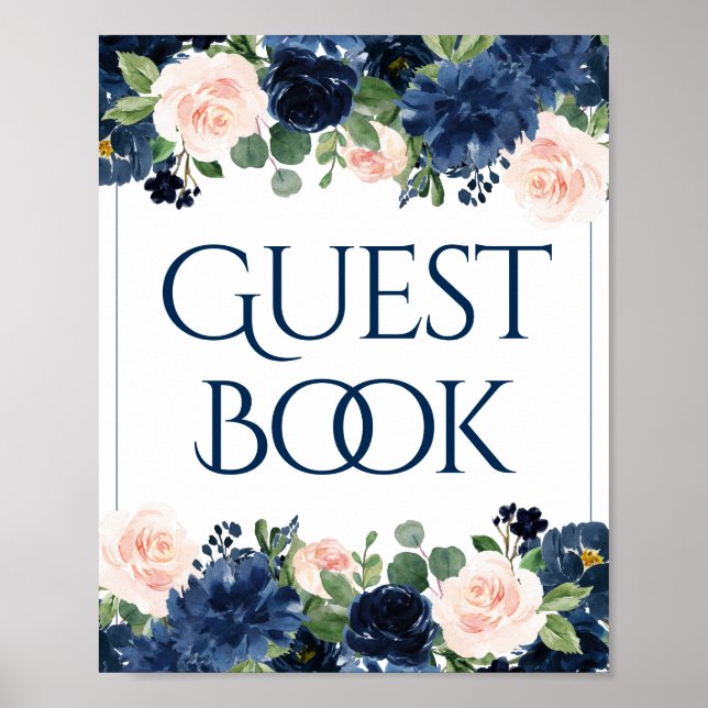 Poster Flores Elegantes | Livro de Registro de Convidados (Frente)