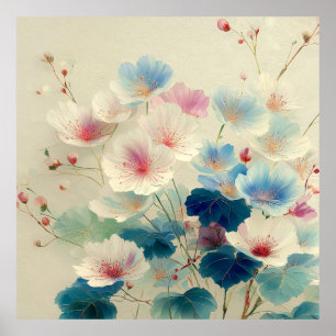 Poster Flores em Flor - Arte Botânica em Pastel Suave #1