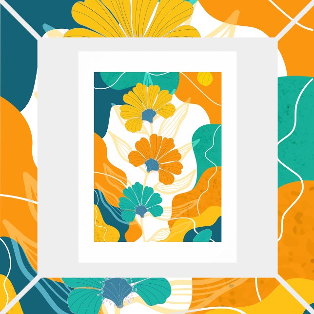 Poster Flores em fundo abstrato (Criador carregado)