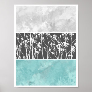 Póster Flores em lacas e cinzentos