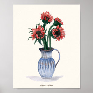 Poster Flores em um Vaso Aquarela