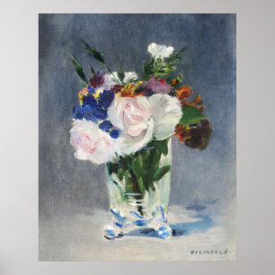 Poster Flores em um Vaso de Cristal (c.1882) Edouard Mane