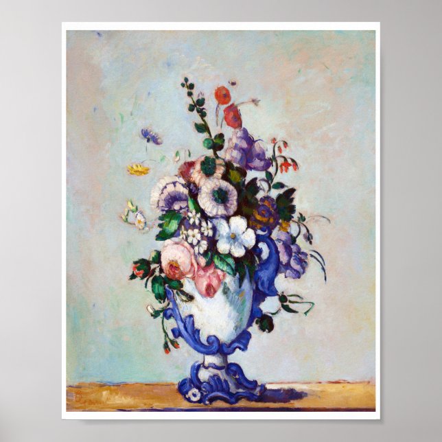 Poster Flores em um Vaso Rococo, Paul Cezanne (Frente)