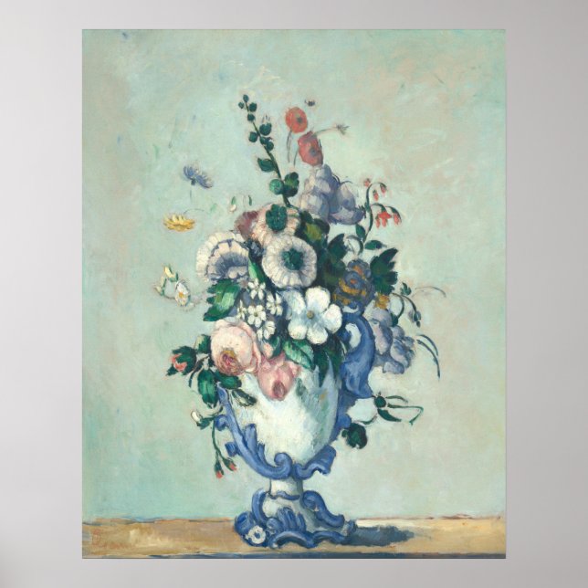 Poster Flores em um Vaso Rococo - Paul Cézanne Fine Art (Frente)