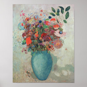 Póster Flores em um Vaso Turquesa, c.1912