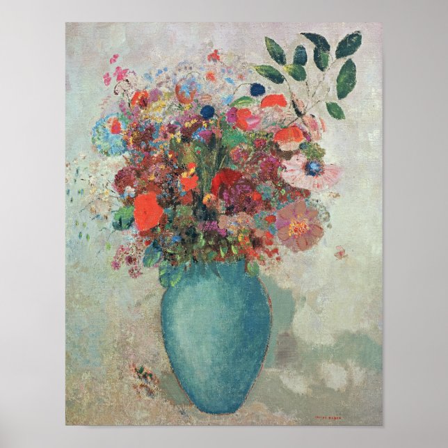 Póster Flores em um Vaso Turquesa, c.1912 (Frente)