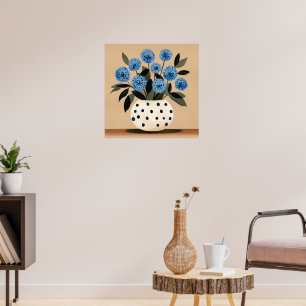 Poster Flores em vaso de bolinhas