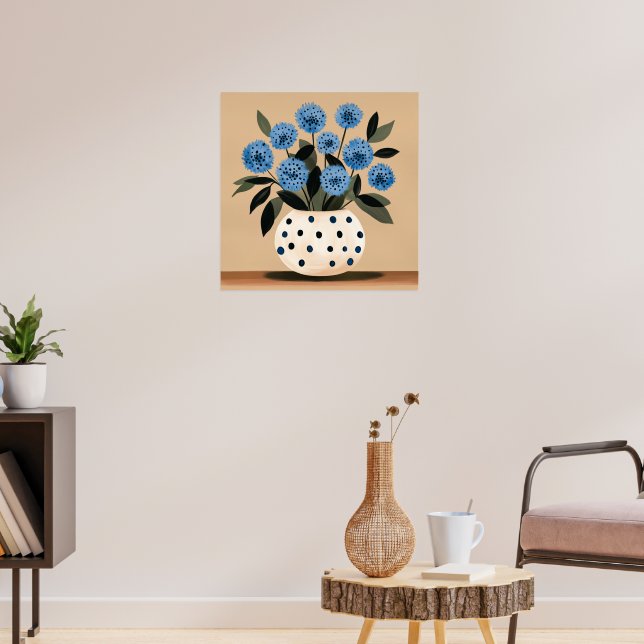 Poster Flores em vaso de bolinhas (Sala de Estar 3)