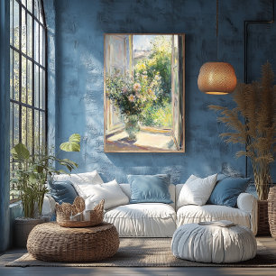 Poster Flores em Vaso junto à Janela Iluminada pelo Sol –