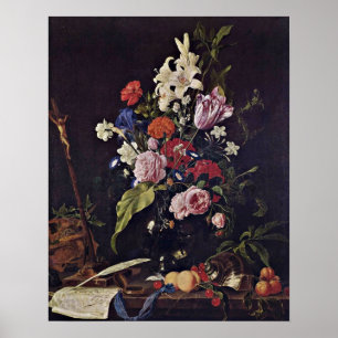 Póster Flores em vasos de vidro por Jan Davidsz de Heem