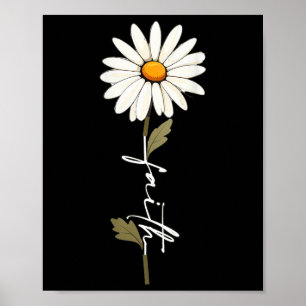 Poster Flores Fé Deus Escrita Cursiva Jesus Cruz Arte O