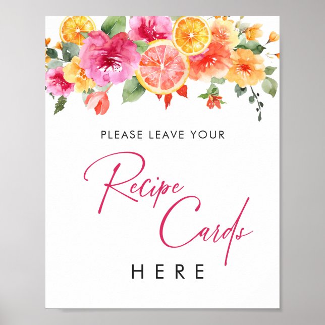 Poster Flores Festivas Brilhantes Citrus Bridal Card (Frente)