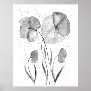 Poster Flores Florais De Cor De Água De Tinta Minimalista