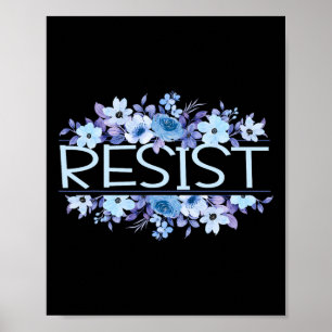 Poster Flores Florais Resistentes Azul Anti Trump