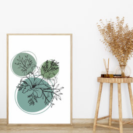 Poster Flores Florais Simples de Estilo Boho Mínimo Abstr