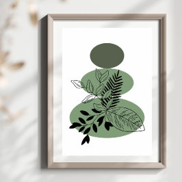 Poster Flores Florais Simples de Estilo Boho Mínimo Abstr