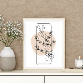 Poster Flores Florais Simples de Estilo Boho Mínimo Abstr