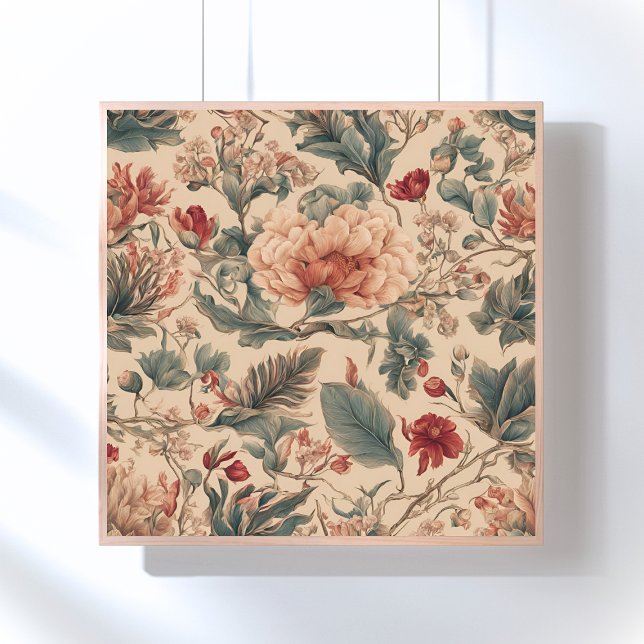 Póster Flores Florais Tropicais Vintage Antigas (Criador carregado)
