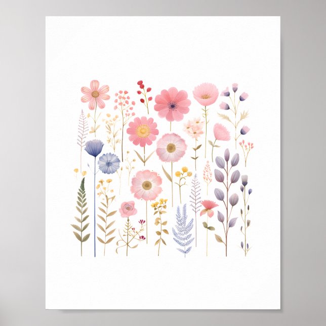 Poster Flores Fólvoras Bebê Enfermeira Floral Botânica (Frente)