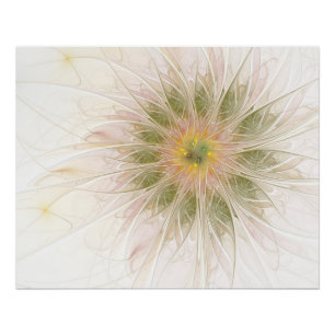Póster Flores fractais de fantasia suaves e ternas
