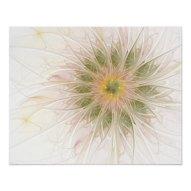 Póster Flores fractais de fantasia suaves e ternas (Frente)