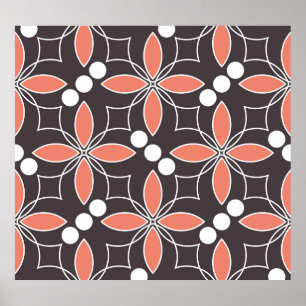 Poster Flores geométricas, padrão artístico antigo.