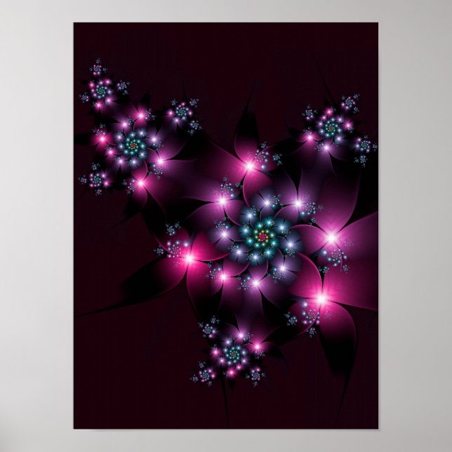Poster Flores Góticas Rosa Roxo (Frente)