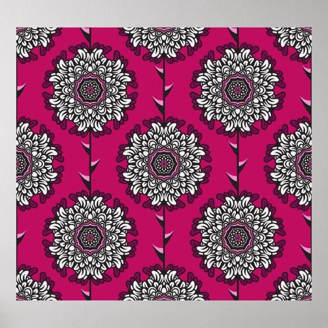 Poster Flores Gráficas Florais Sem Semente Rosa (Frente)