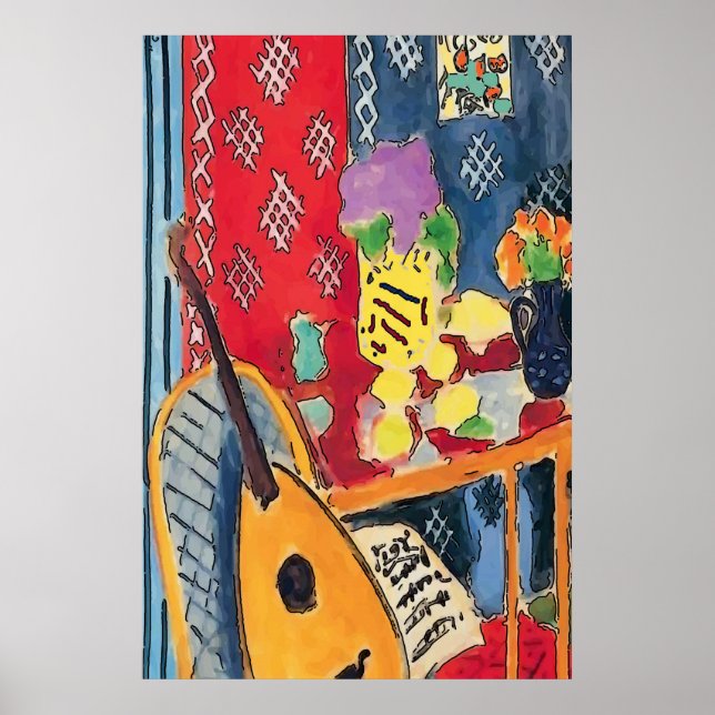 Poster Flores, Guitarra e Taça de Café (Frente)